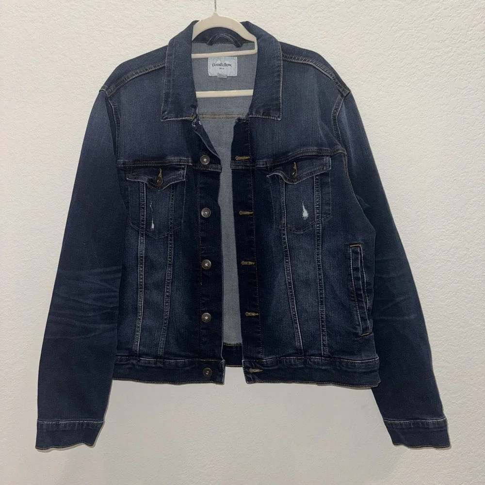 Goodfellow & Co Men's Sz XL Monticello Wash Denim Trucker Jacket Blue Button Up
